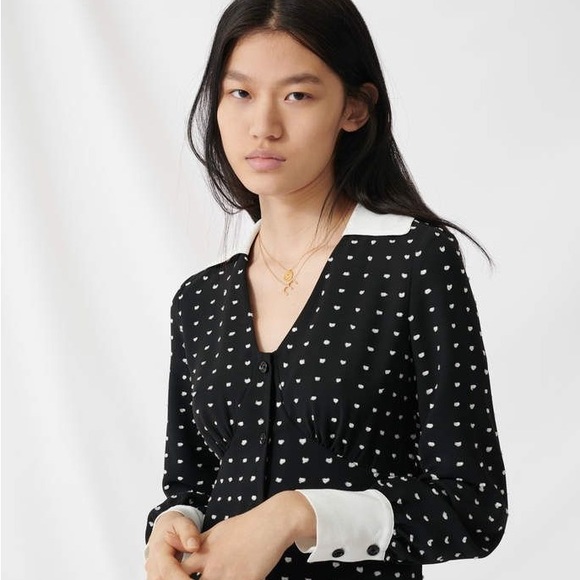 NWT Maje polka dot dress with contrasting details - M - Picture 5 of 9